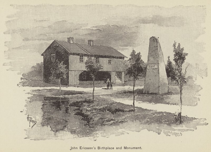 Local de Nascimento e Monumento de John Ericsson (gravura) de American School