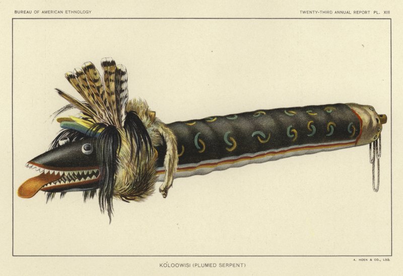 Koloowisi (serpente emplumada) (litografia a cores) de American School