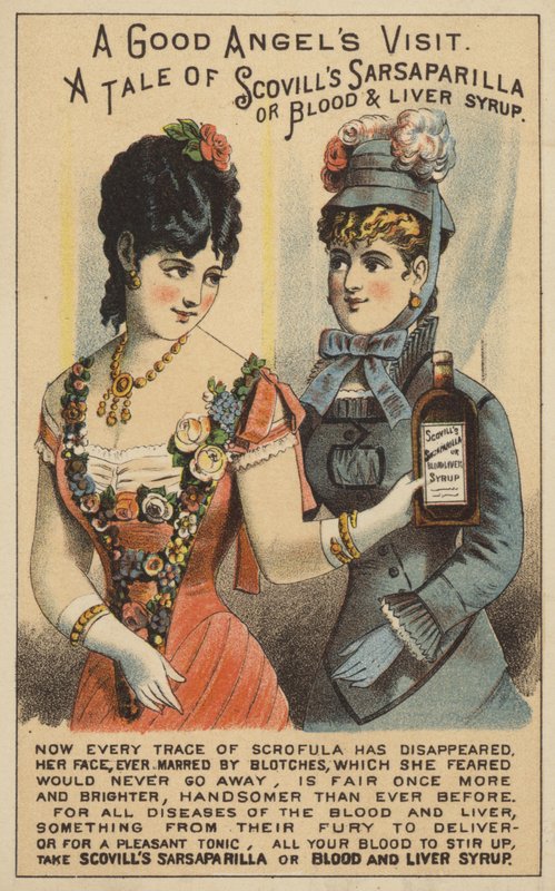 Senhoras com garrafa de salsaparrilha de American School