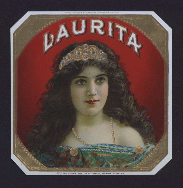 Laurita, etiqueta de charuto (cromolito) de American School
