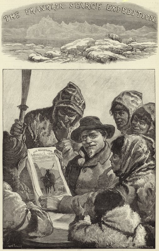 Tenente Schwatka mostrando ao esquimaux o Illustrated London News de American School