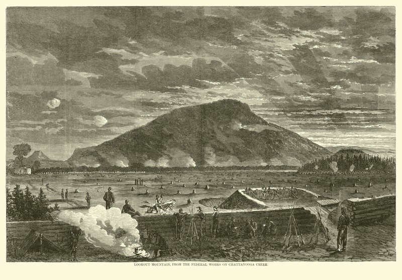 Lookout Mountain, das obras federais em Chattanooga Creek, novembro de 1863 de American School