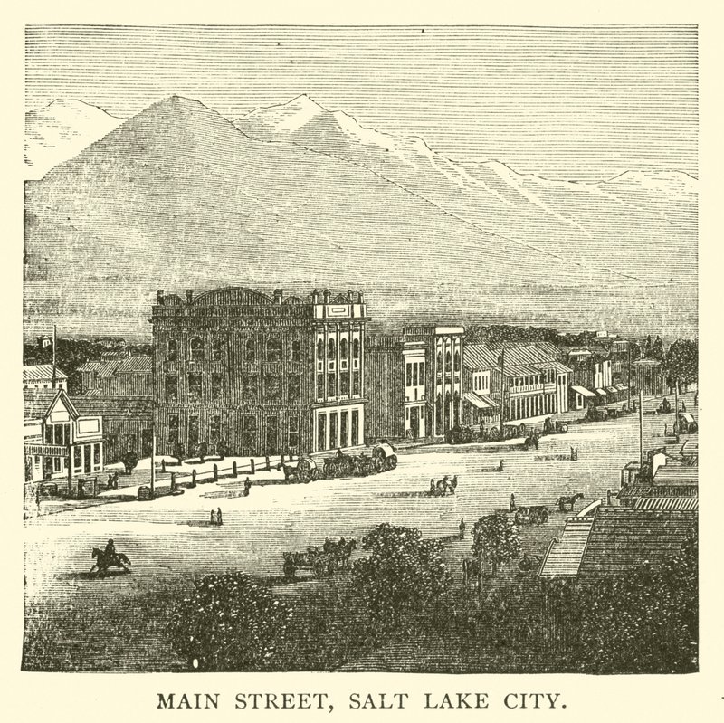 Rua principal, Salt Lake City (gravura) de American School