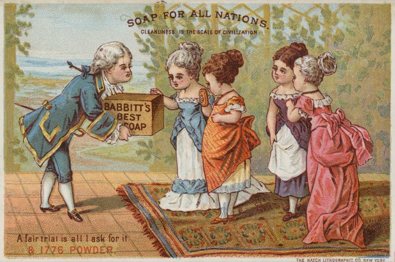 Homem, entregar, sabonetes, para, senhoras de American School