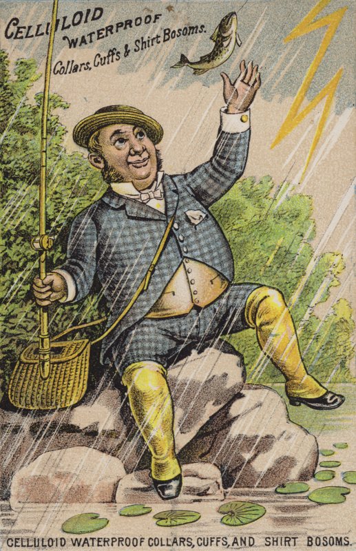Homem, pesca, em, tempestade de American School
