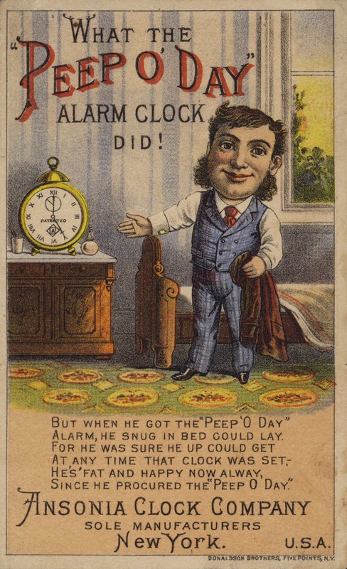 Homem, mostrando, despertador de American School