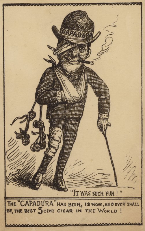 Homem, fumando charuto, após, patinação, acidente de American School