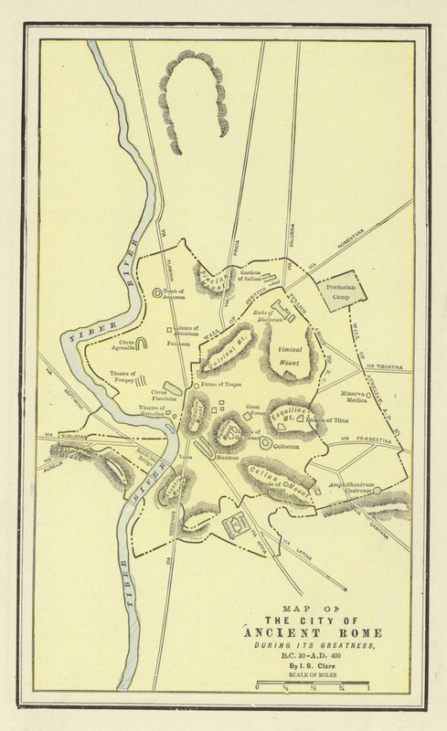 Mapa da Cidade da Roma Antiga durante a sua Grandeza, 30 a 400 dC de American School