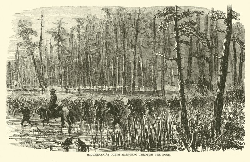 McClernands corps marchando pelos pântanos, março de 1863 de American School