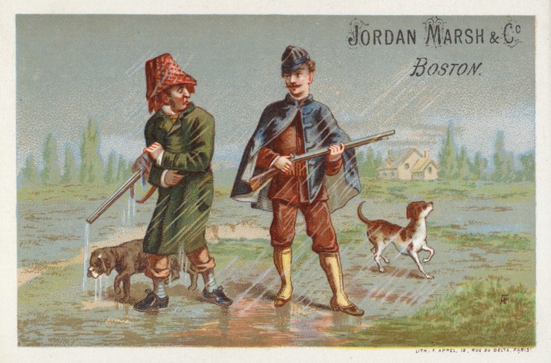 Homens caçando na chuva de American School