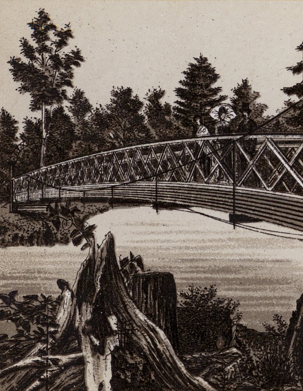 Cataratas do Niágara: Ponte para a Segunda Ilha Irmã (litho) de American School