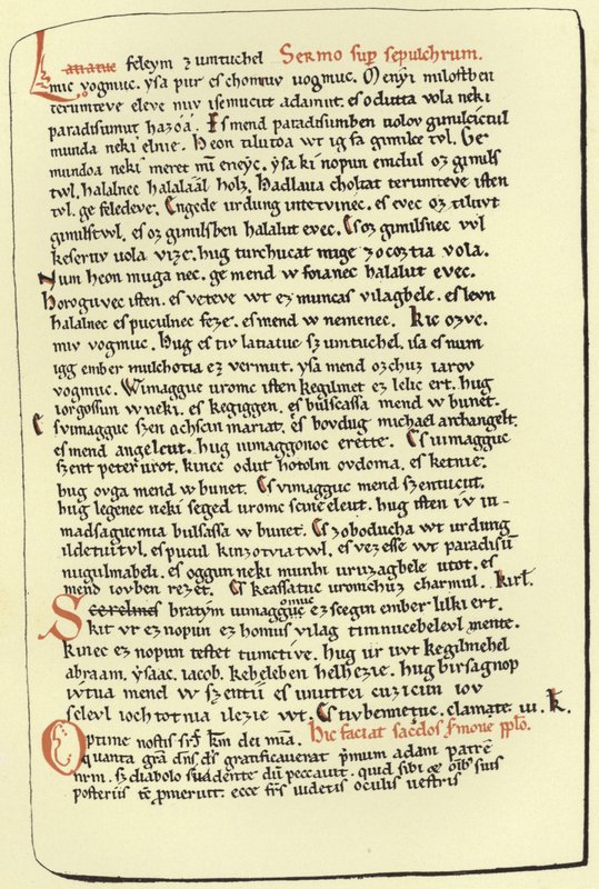 Página de um discurso húngaro sobre o túmulo de American School