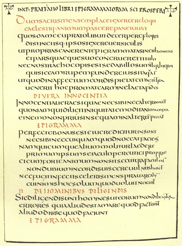Página dos epigramas de St Prosper de American School