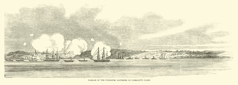 Passagem das Baterias de Vicksburg pela frota de Farraguts, junho de 1862 de American School