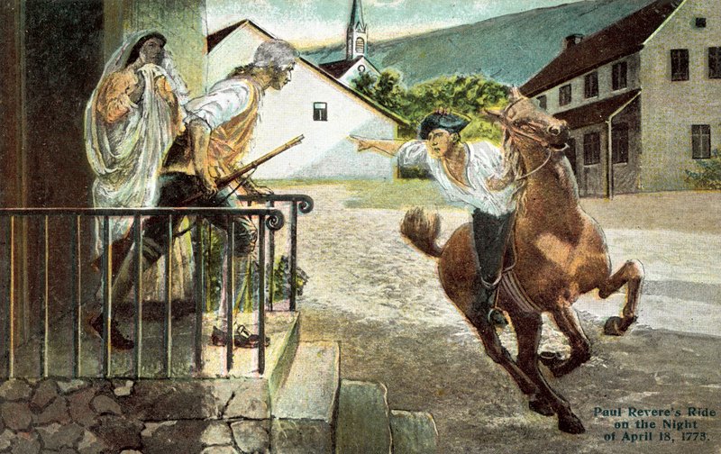 Paul Reveres passeio na noite de 18 de abril de 1773 de American School