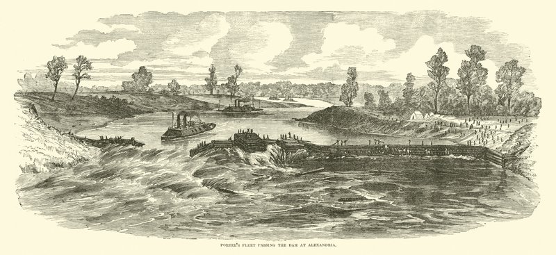 Frota de porteiros passando a barragem em Alexandria, em maio de 1864 de American School