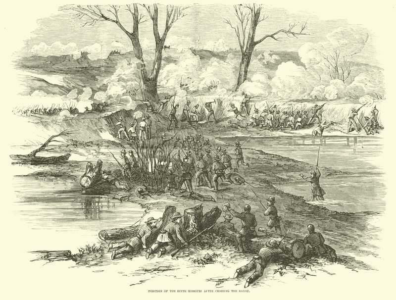 Posição do sexto Missouri após atravessar a baía, em dezembro de 1862 de American School