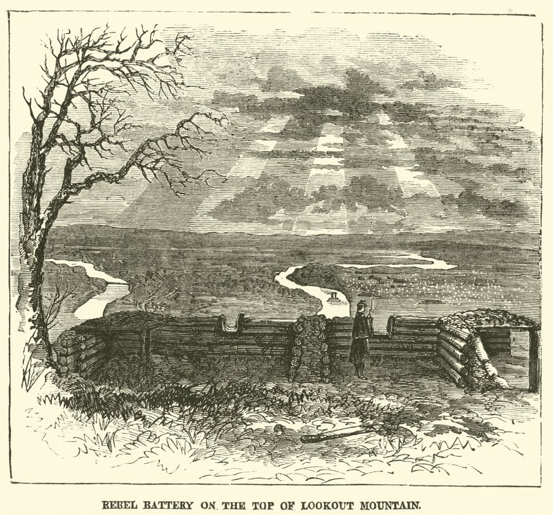 Bateria Rebelde no topo da Montanha da Vigia, novembro de 1863 de American School