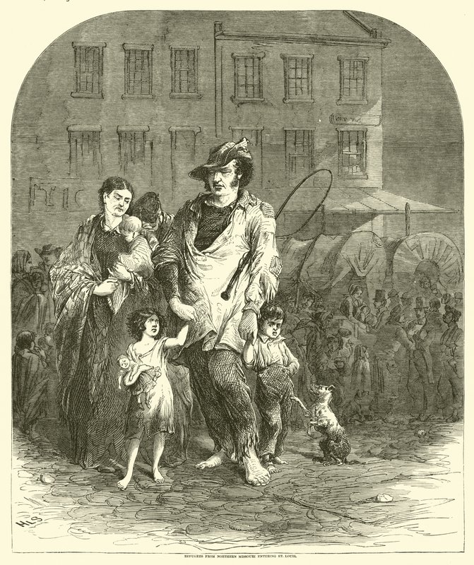 Refugiados do norte do Missouri entrando em St. Louis, em setembro de 1864 de American School