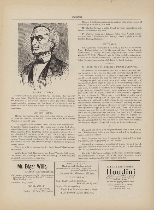 Robert Houdin, Anúncios de American School
