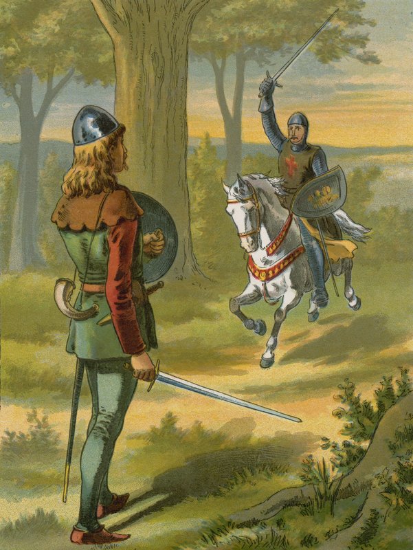 Robin Hood pára o cavaleiro de armadura negra de American School