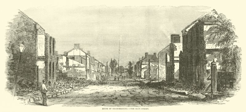 Ruínas de Chambersburg, a rua principal, setembro de 1864 de American School