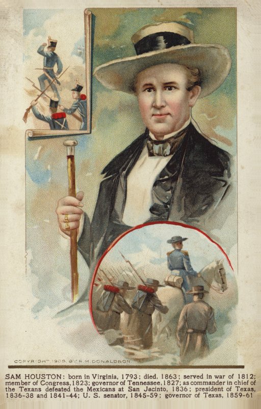 Sam Houston (litografia colorida) de American School