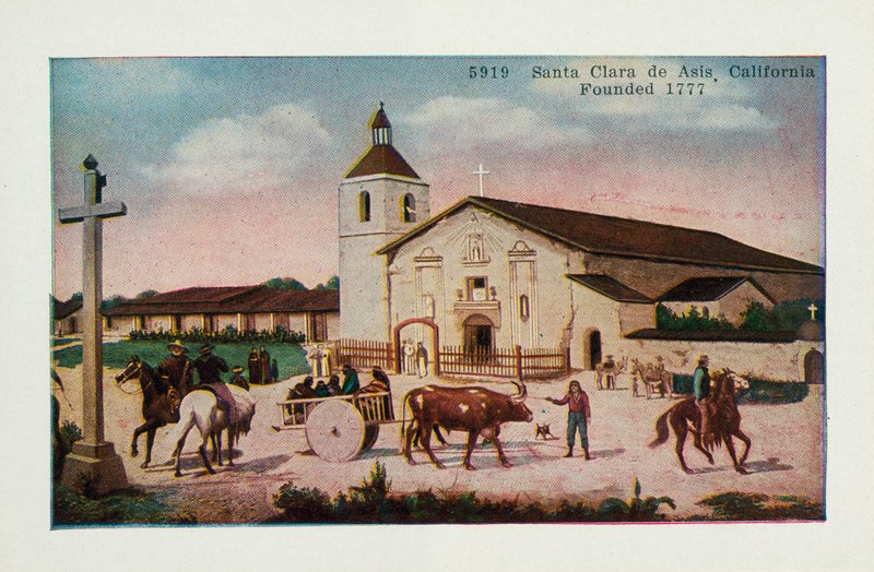 Santa Clara de Asis, Califórnia, Fundada em 1777 (cor litho) de American School
