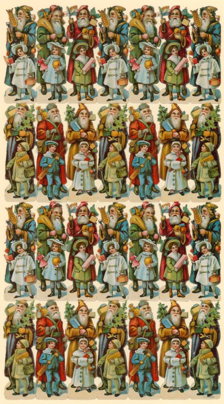 Papai Noel com crianças, folha de figuras de American School