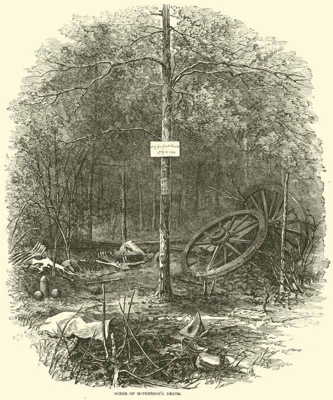 Cena da morte de McPhersons, julho de 1864 de American School