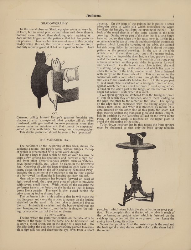 Shadowgraphy, o gato, o chapéu desaparecido de American School