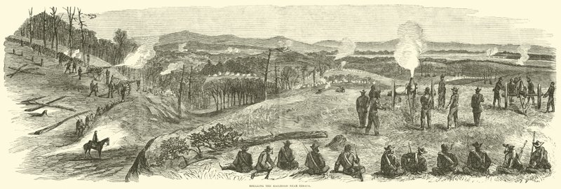 Descascando a estrada de ferro perto de Resaca, maio de 1864 de American School