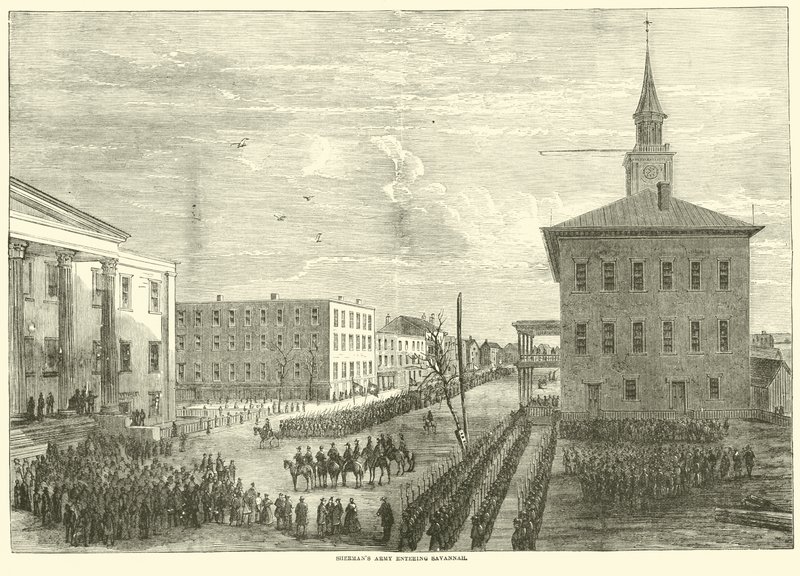 Exército Shermans entrando em Savannah, dezembro de 1864 de American School
