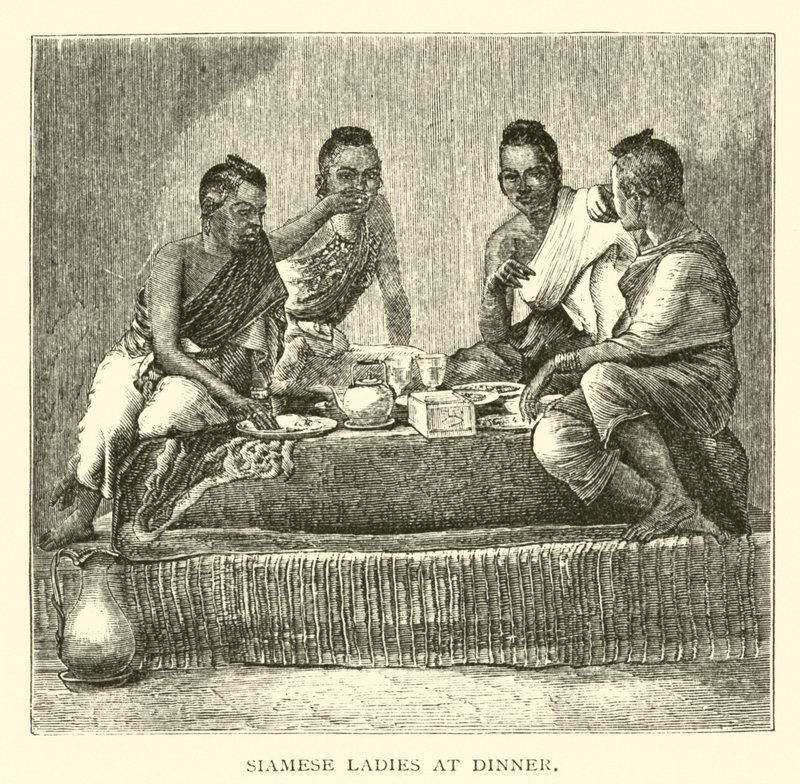 Senhoras siamesas no jantar de American School