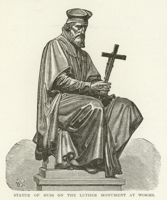 Estátua, de, huss, ligado, a, luther, monumento, em, vermes de American School