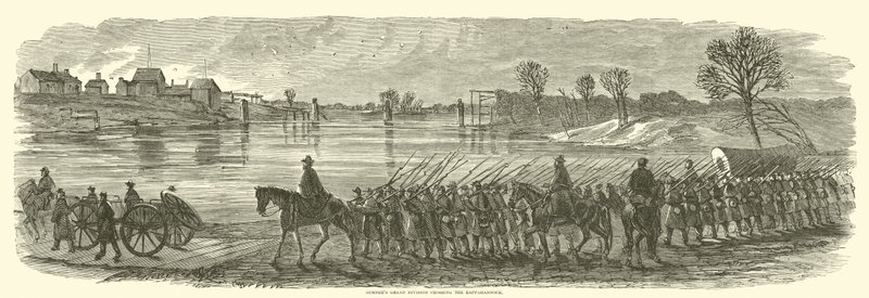 Sumners Grand Division cruzando o Rappahannock, dezembro de 1862 de American School