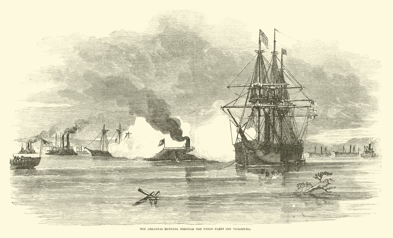 O Arkansas correndo pela frota da União de Vicksburg, em julho de 1862 de American School