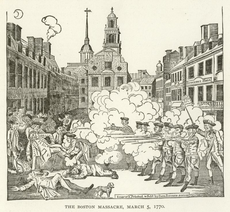 O Massacre de Boston, 5 de março de 1770 de American School