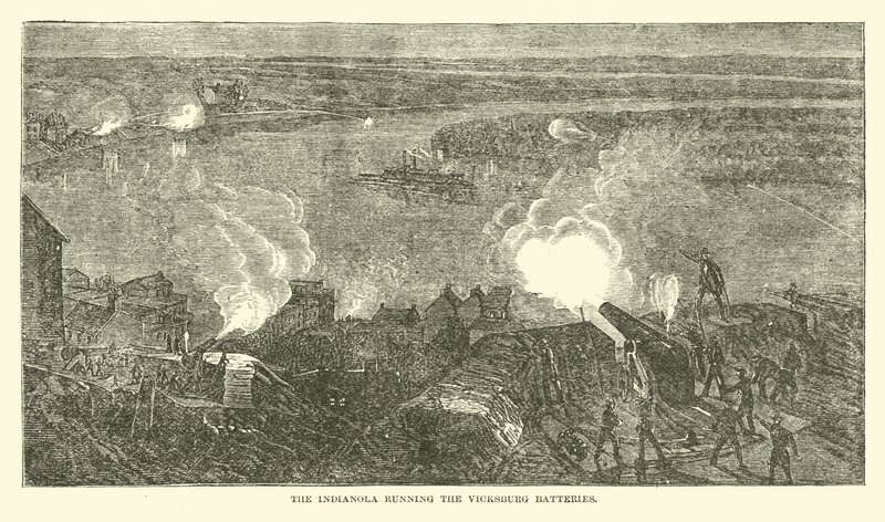 O Indianola executando as baterias de Vicksburg, fevereiro de 1863 de American School