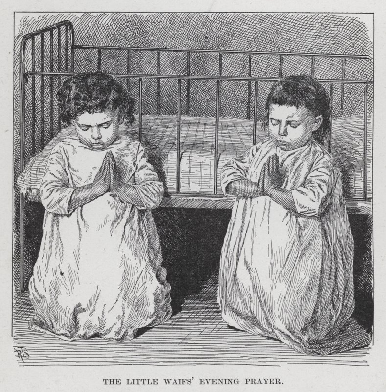 A Oração da Noite dos Pequenos Waifs (litho) de American School
