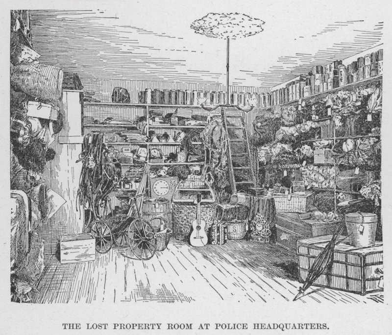 A Sala da Propriedade Perdida na Sede da Polícia (litho) de American School