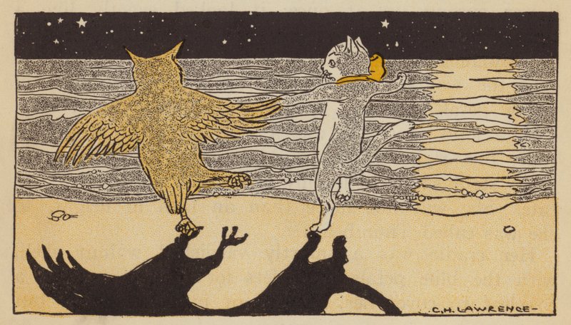 A Coruja e o Gatinho (cor litho) de American School