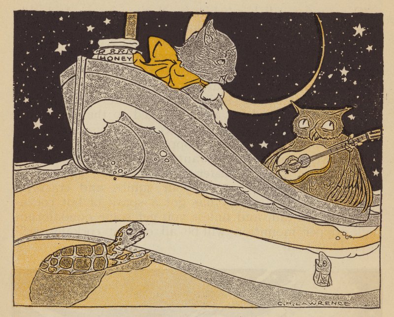 A Coruja e o Gatinho (cor litho) de American School