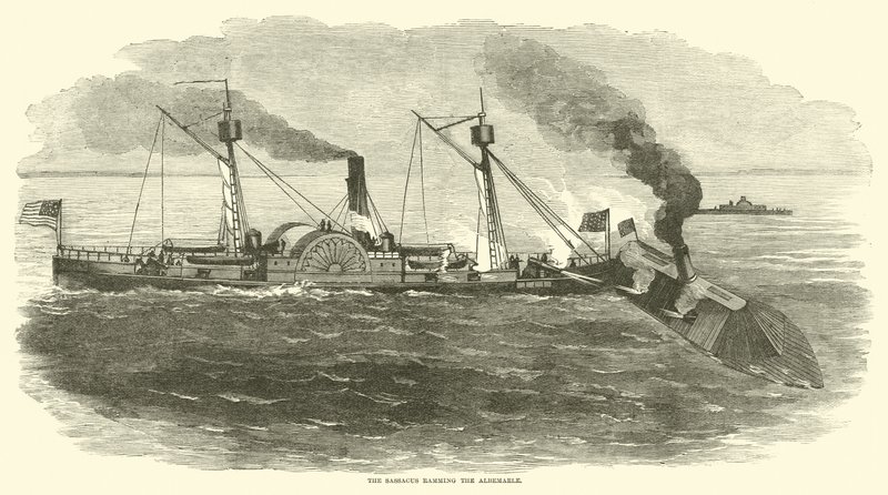 O Sassacus forçando o Albemarle, outubro de 1864 de American School