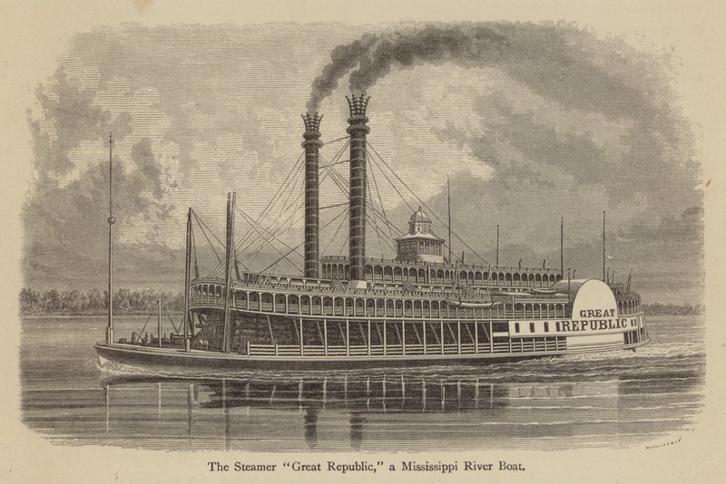O Vaporizador "Grande República", um Barco do Rio Mississippi (gravura) de American School