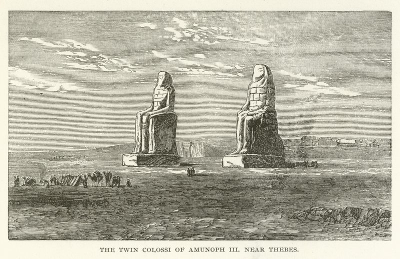 Os gêmeos Colossi de Amunoph III perto de Tebas de American School