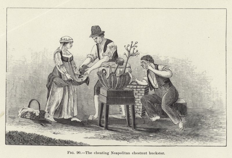O trapaceiro napolitano chesnut huckster de American School