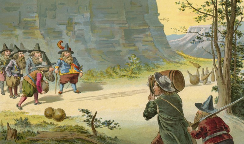 O jogo de nove pinos nas montanhas de American School