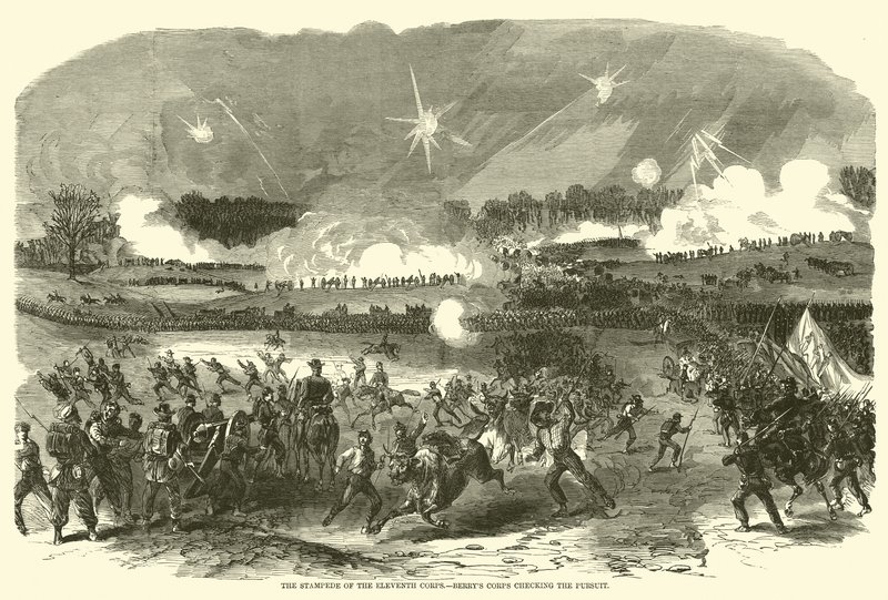 A debandada do 11º corpo, o corpo de Berrys verificando a perseguição, maio de 1863 de American School