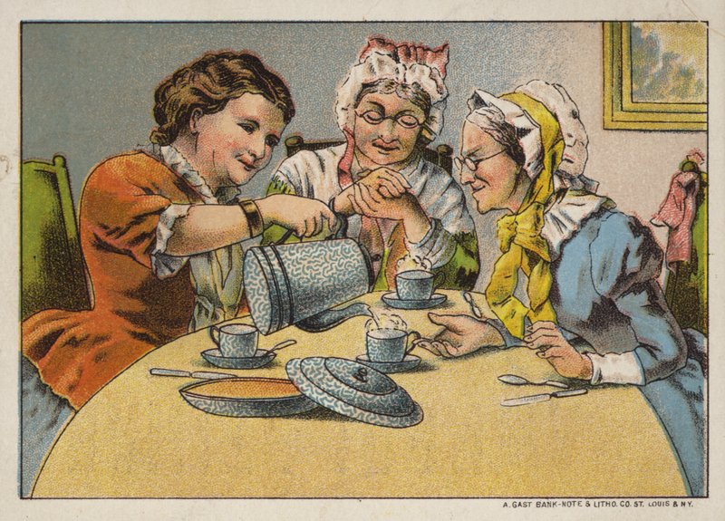 Três mulheres, desfrutando, chá de American School